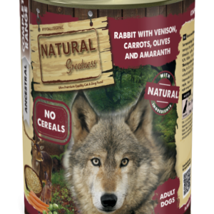 Natural Greatness Wet Dog Food Complete Conejo con Venado Zanahorias Aceitunas y Amaranto 400 g