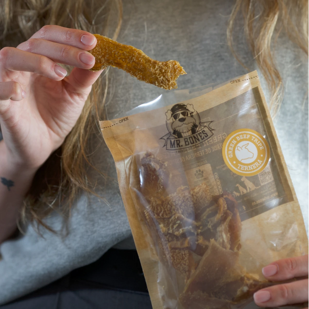 Tripa Verde de Ternera para Perros – Snack Dental Natural